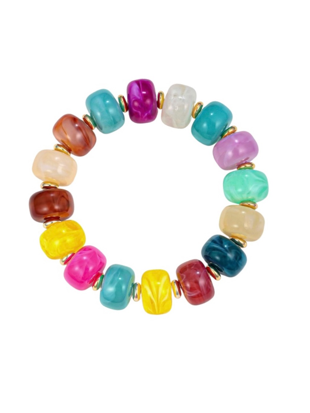 Boho Style Multicolor/Gold Boho Chunky Beaded Strand Stretch Bracelet (NWT)